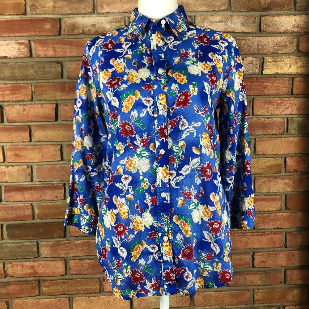 Lauren Ralph Lauren Lovely Blue Floral Print Top
